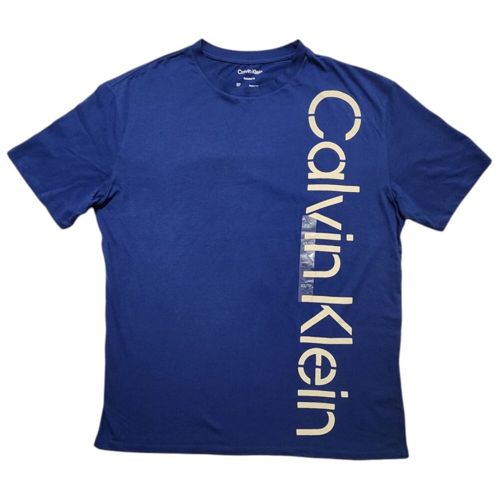 Clavin Klein Men's Relaxed Fit Stencil Logo Crewneck T-Shirt Dark Sapphire XS